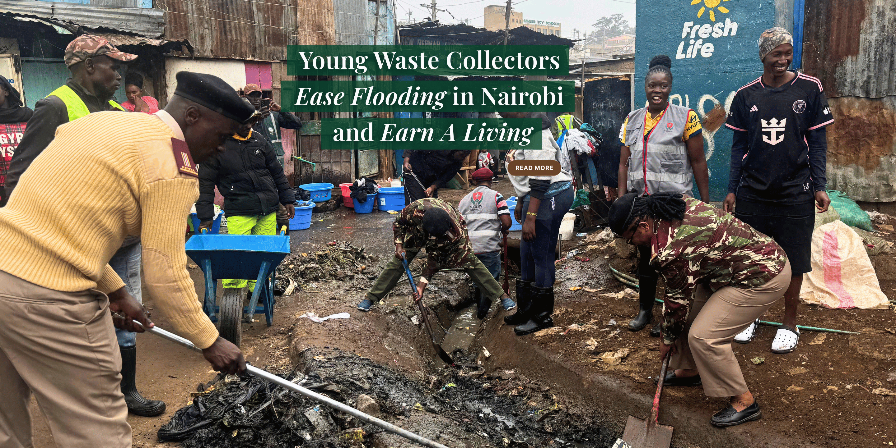 Young waste collectors ease flooding in Nairobi and earn a living