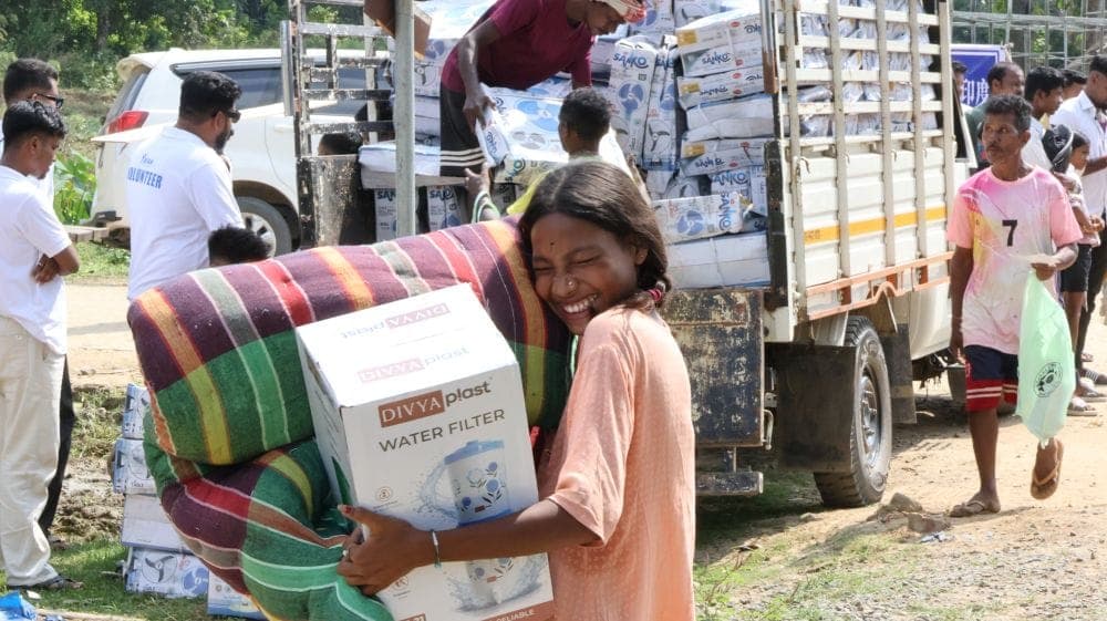 Second flood relief distribution in Assam